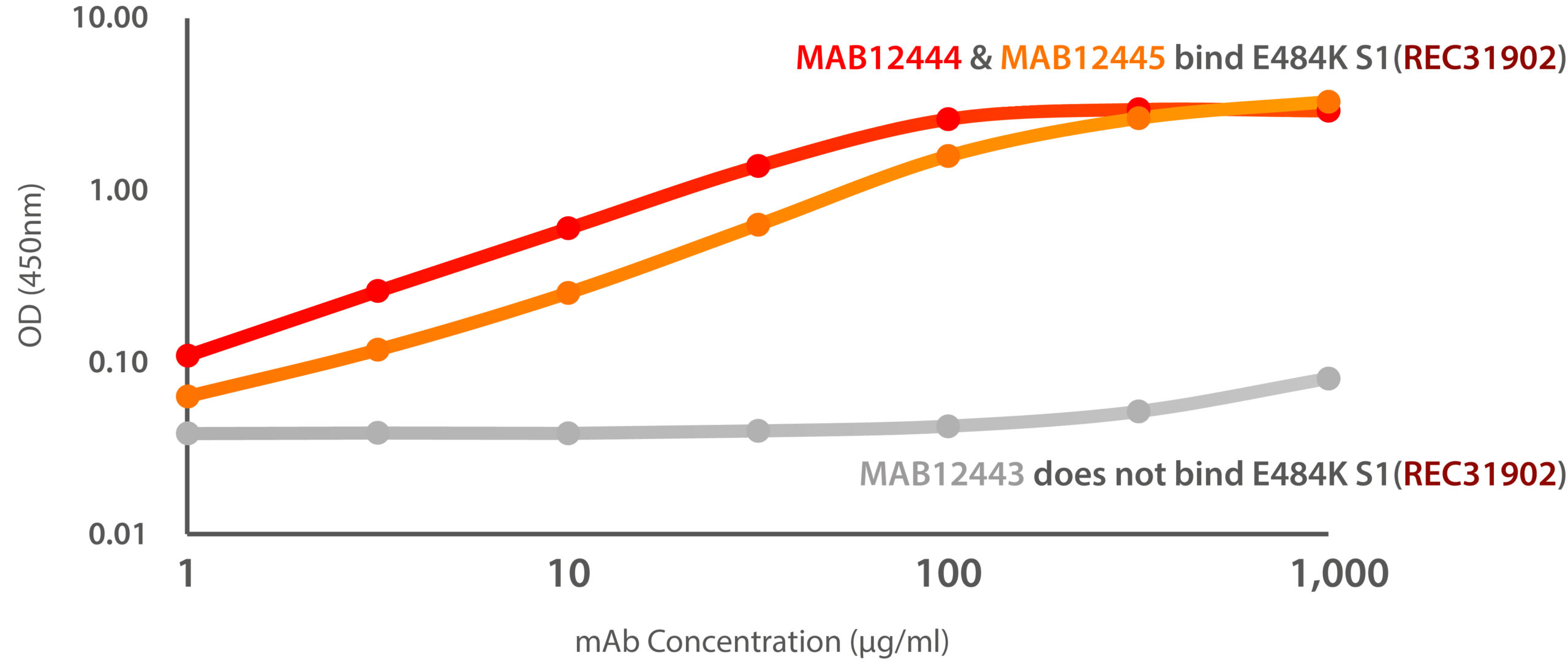 ELISA: Anti-RBD Monoclonal Antibodies vs. Spike S1 (E484K Mutant)