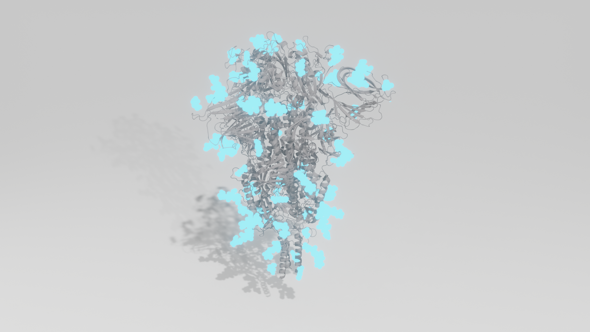 3D rendered model of sars-cov-2 spike protein with glycans